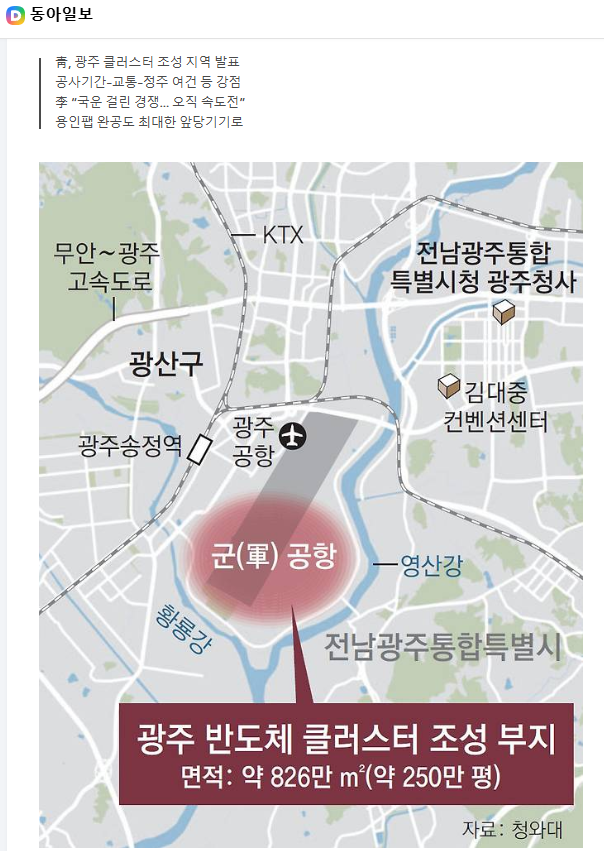 [뉴스 보도자료 - 글로벌 반도체 산업 동향] 광주 군공항 부지에 삼성-SK 반도체 팹 짓...